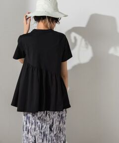 【socolla】【WEB別注カラー】アシメティアードTシャツ≪手洗い可能≫