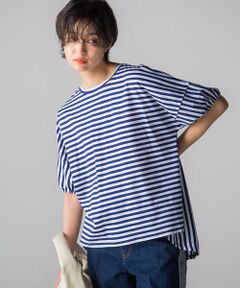 ボーダーパフスリーブTシャツ≪洗濯機で洗える≫