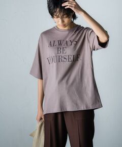 【socolla】ルーズ5分袖ロゴTシャツ≪洗濯機で洗える≫