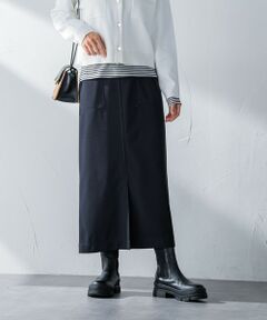 MAYSON GREY / メイソングレイ ミニ・ひざ丈スカート | カットジョーゼットフロントベンツストレートスカート≪セットアップ対応/手洗い可能≫