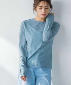 袖釦シアーテレコTシャツ≪洗濯機で洗える≫