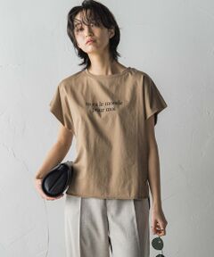 星刺繍タックショルダーロゴＴシャツ≪洗濯機で洗える≫