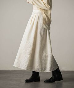 MAYSON GREY / メイソングレイ ミニ・ひざ丈スカート | 型押しジャガードタックフレアスカート≪手洗い可能≫