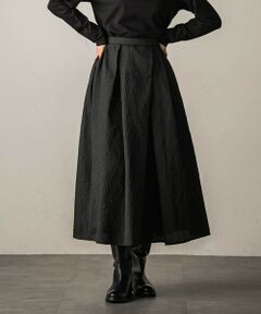 MAYSON GREY / メイソングレイ ミニ・ひざ丈スカート | 型押しジャガードタックフレアスカート≪手洗い可能≫