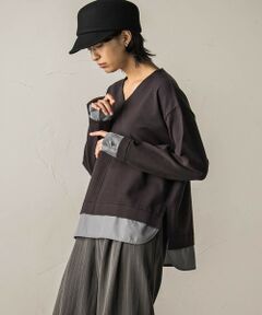 MAYSON GREY / メイソングレイ ニット・セーター | シャツレイヤードVネックニットプルオーバー≪手洗い可能≫