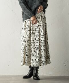MAYSON GREY / メイソングレイ ミニ・ひざ丈スカート | ダルメシアン柄ワイドベルトフレアスカート≪手洗い可能≫