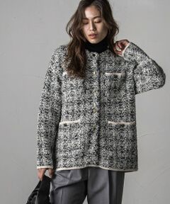 MAYSON GREY / メイソングレイ ニット・セーター | ツイードノーカラーニットジャケット