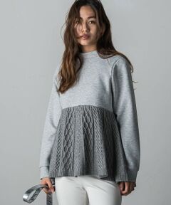 MAYSON GREY / メイソングレイ カットソー | ケーブルニットペプラムドッキングプルオーバー≪手洗い可能≫