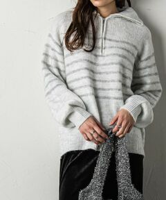 MAYSON GREY / メイソングレイ ニット・セーター | ハーフジップボーダーニットプルオーバー≪手洗い可能≫