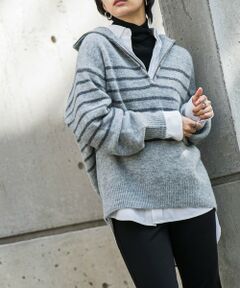 MAYSON GREY / メイソングレイ ニット・セーター | ハーフジップボーダーニットプルオーバー≪手洗い可能≫