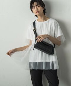 チュールレイヤードTシャツ≪洗濯機で洗える≫