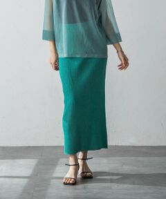 MAYSON GREY / メイソングレイ ミニ・ひざ丈スカート | 配色リブタイトニットスカート≪手洗い可能/セットアップ対応≫