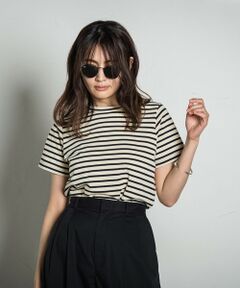 配色ステッチコンパクトTシャツ≪洗濯機で洗える≫