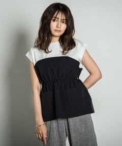 【WEB限定】異素材ドッキングドロストTシャツ≪洗濯機で洗える≫