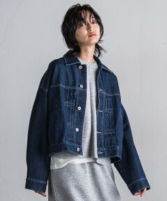 【WEB限定】クロップドデニムジャケット≪洗濯機で洗える≫