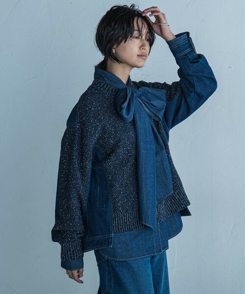 MAYSON GREY / メイソングレイ ニット・セーター | デニムドッキングニットプルオーバー≪手洗い可能≫ | 詳細2
