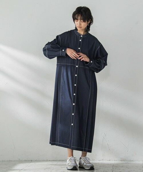 MAYSON GREY / メイソングレイ ロング・マキシ丈ワンピース | シャンブレーサイドプリーツワンピース≪手洗い可能≫ | 詳細1