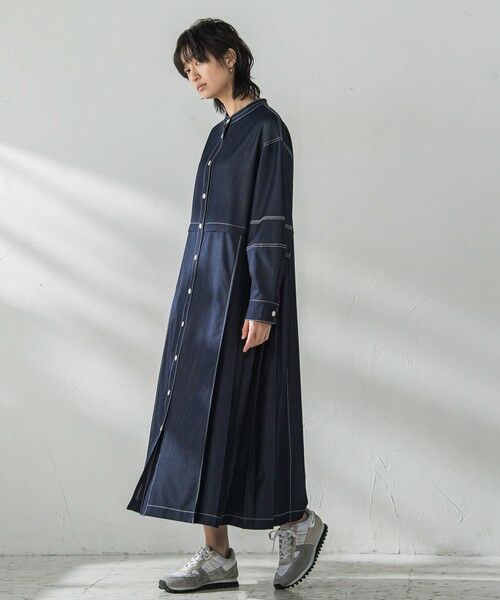 MAYSON GREY / メイソングレイ ロング・マキシ丈ワンピース | シャンブレーサイドプリーツワンピース≪手洗い可能≫ | 詳細2