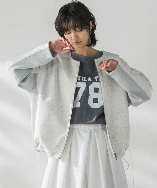 MAYSON GREY / メイソングレイ テーラードジャケット | ダンボール×ニットノーカラーブルゾン≪手洗い可能≫ | 詳細1