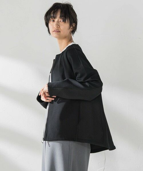 MAYSON GREY / メイソングレイ テーラードジャケット | ダンボール×ニットノーカラーブルゾン≪手洗い可能≫ | 詳細9