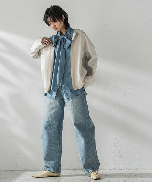 MAYSON GREY / メイソングレイ テーラードジャケット | ダンボール×ニットノーカラーブルゾン≪手洗い可能≫ | 詳細16