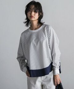 MAYSON GREY / メイソングレイ カットソー | ポンチローマラグラン布帛切替プルオーバー≪洗濯機で洗える≫