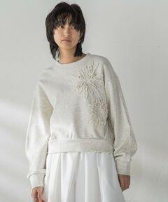 MAYSON GREY / メイソングレイ カットソー | フラワーモチーフスウェットプルオーバー≪手洗い可能≫