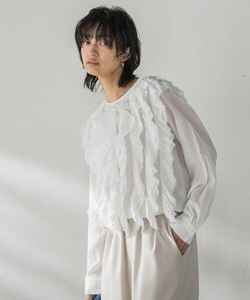 MAYSON GREY / メイソングレイ シャツ・ブラウス | レイヤードフリルブラウス≪手洗い可能≫（ホワイト）