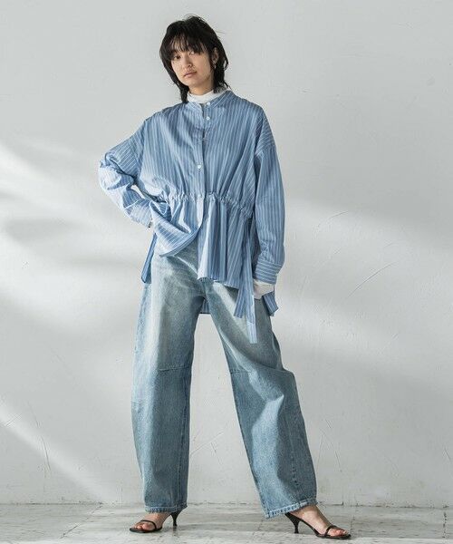 MAYSON GREY / メイソングレイ シャツ・ブラウス | カラーストライプウエストマークオーバーシャツ≪洗濯機で洗える≫ | 詳細3