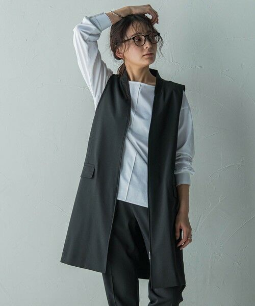 MAYSON GREY / メイソングレイ ダウンジャケット・ベスト | ノーカラージップロングジレ≪手洗い可能≫ | 詳細1