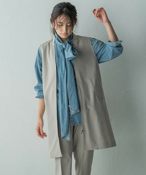 MAYSON GREY / メイソングレイ ダウンジャケット・ベスト | ノーカラージップロングジレ≪手洗い可能≫ | 詳細11