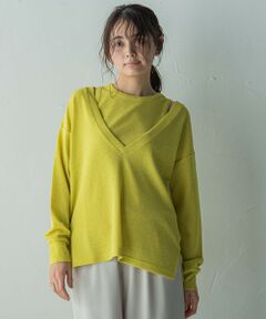 MAYSON GREY / メイソングレイ カットソー | SET　スラブジャージタンクトップ+深Vネックプルオーバー