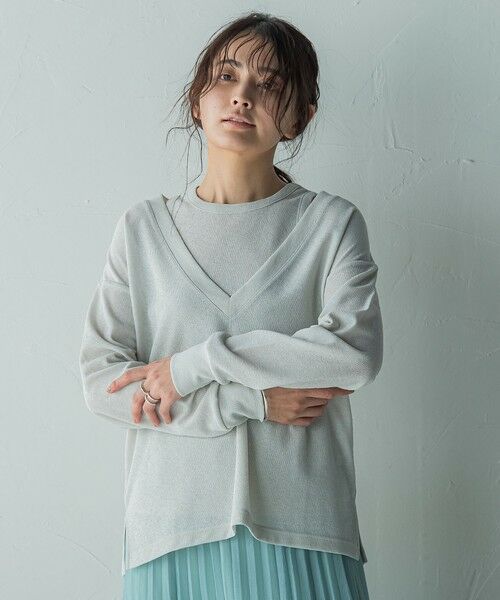 MAYSON GREY / メイソングレイ カットソー | SET　スラブジャージタンクトップ+深Vネックプルオーバー | 詳細1