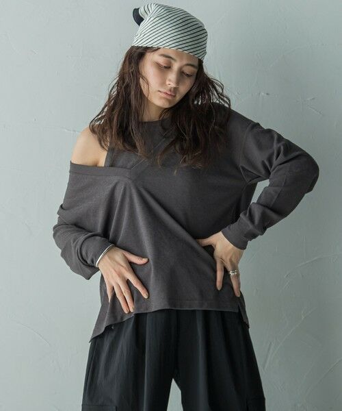 MAYSON GREY/メイソングレイ SET スラブジャージタンクトップ+深Vネックプルオーバー チャコールグレー M MAYSON GREY/メイソングレイ SET スラブジャージタンクトップ+深Vネックプルオーバー チャコールグレー M