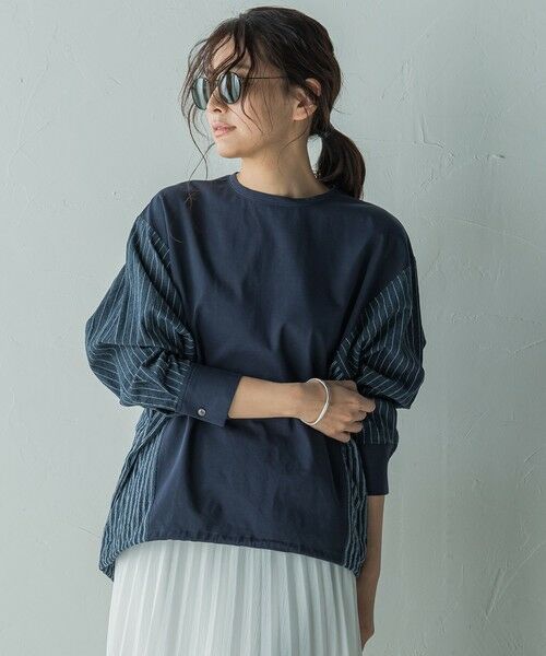 MAYSON GREY / メイソングレイ カットソー | ストライプドッキングドルマンプルオーバー≪洗濯機で洗える≫ | 詳細9