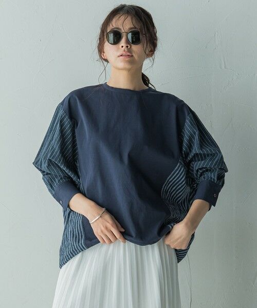 MAYSON GREY / メイソングレイ カットソー | ストライプドッキングドルマンプルオーバー≪洗濯機で洗える≫ | 詳細10