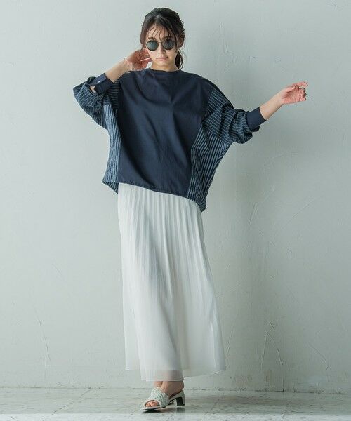 MAYSON GREY / メイソングレイ カットソー | ストライプドッキングドルマンプルオーバー≪洗濯機で洗える≫ | 詳細12