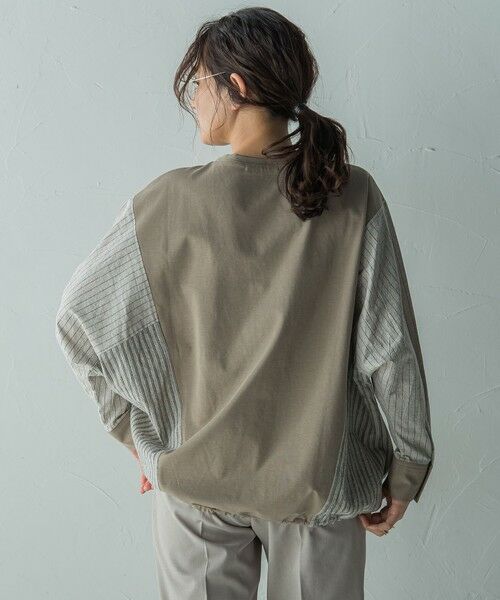 MAYSON GREY/メイソングレイ ストライプドッキングドルマンプルオーバー≪洗濯機で洗える≫ ベージュ M MAYSON GREY/メイソングレイ ストライプドッキングドルマンプルオーバー≪洗濯機で洗える≫ ベージュ M