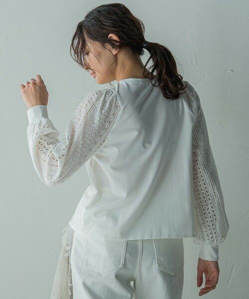 MAYSON GREY/メイソングレイ カットワーク刺繍スリーブプルオーバー≪洗濯機で洗える≫ ホワイト M MAYSON GREY/メイソングレイ カットワーク刺繍スリーブプルオーバー≪洗濯機で洗える≫ ホワイト M