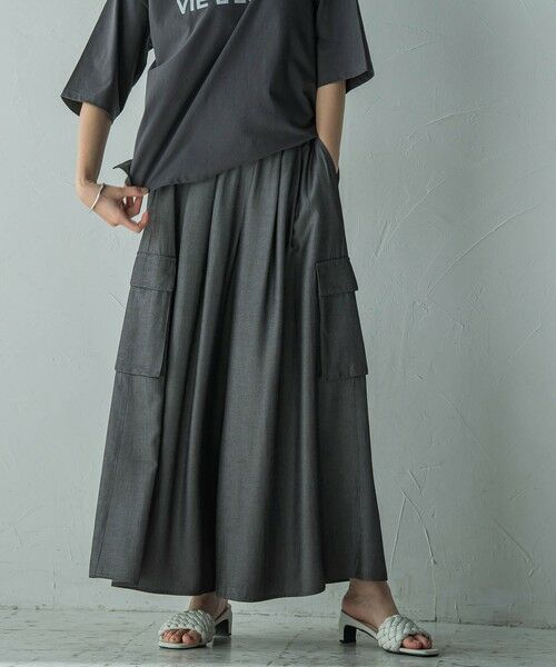 MAYSON GREY/メイソングレイ シャンブレーカーゴキュロットパンツ チャコールグレー M MAYSON GREY/メイソングレイ シャンブレーカーゴキュロットパンツ チャコールグレー M