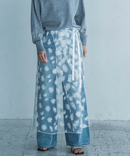 MAYSON GREY / メイソングレイ ミニ・ひざ丈スカート | チュールフラワーラップスカート | 詳細1