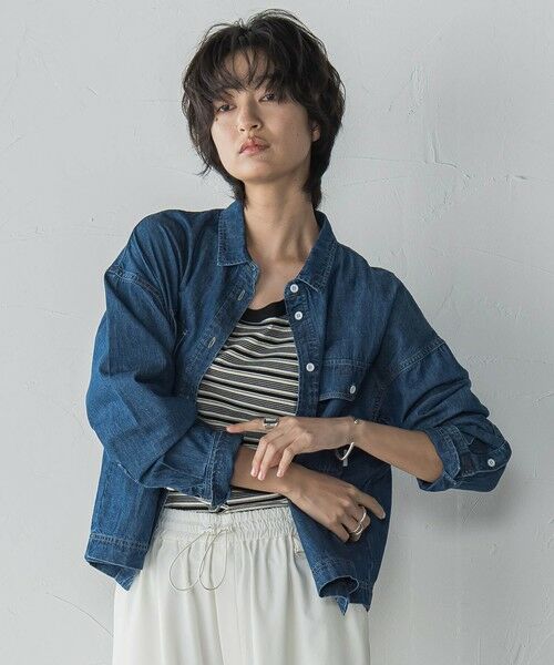 MAYSON GREY / メイソングレイ シャツ・ブラウス | デニムクロップドシャツ≪洗濯機で洗える≫ | 詳細1
