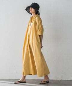 MAYSON GREY / メイソングレイ ロング・マキシ丈ワンピース | 【WEB限定】5分袖ギャザーシャツワンピース≪洗濯機で洗える≫