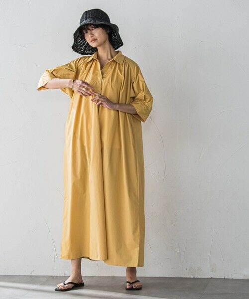 MAYSON GREY / メイソングレイ ロング・マキシ丈ワンピース | 【WEB限定】5分袖ギャザーシャツワンピース≪洗濯機で洗える≫ | 詳細1