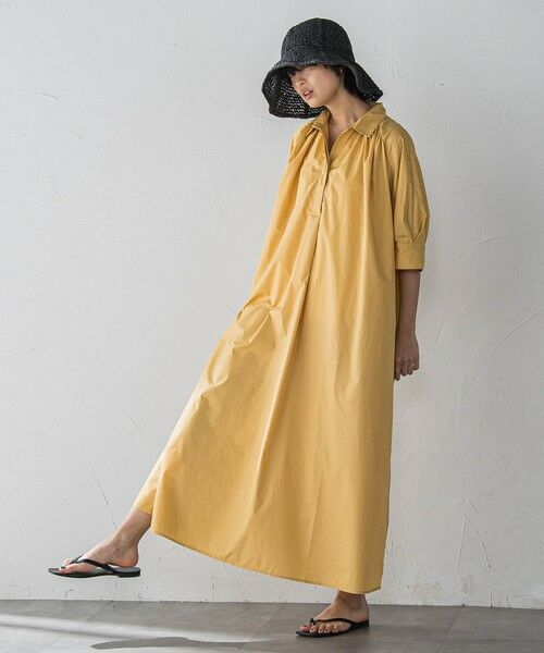 MAYSON GREY / メイソングレイ ロング・マキシ丈ワンピース | 【WEB限定】5分袖ギャザーシャツワンピース≪洗濯機で洗える≫ | 詳細3