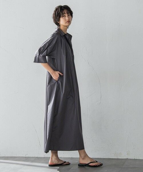 MAYSON GREY / メイソングレイ ロング・マキシ丈ワンピース | 【WEB限定】5分袖ギャザーシャツワンピース≪洗濯機で洗える≫ | 詳細13