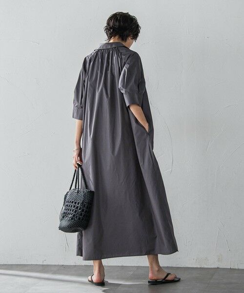 MAYSON GREY / メイソングレイ ロング・マキシ丈ワンピース | 【WEB限定】5分袖ギャザーシャツワンピース≪洗濯機で洗える≫ | 詳細14