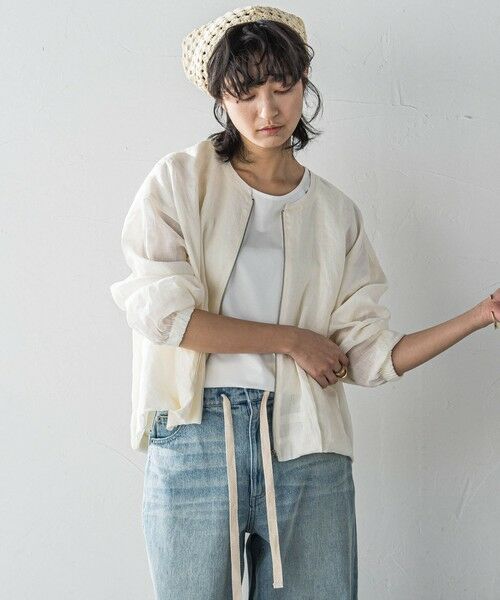 MAYSON GREY / メイソングレイ テーラードジャケット | リネンシアータックブルゾン≪手洗い可能≫ | 詳細1