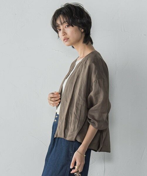 MAYSON GREY/メイソングレイ ペーパーリネンシアータックブルゾン≪手洗い可能≫ ブラウン M MAYSON GREY/メイソングレイ ペーパーリネンシアータックブルゾン≪手洗い可能≫ ブラウン M