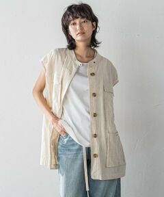 はなかいどう☆新品未使用品☆メイソングレイ  ダウンベスト　グレー　M MAYSON GREY（メイソングレイ）の「【WEB別注】ウール調2WAY衿